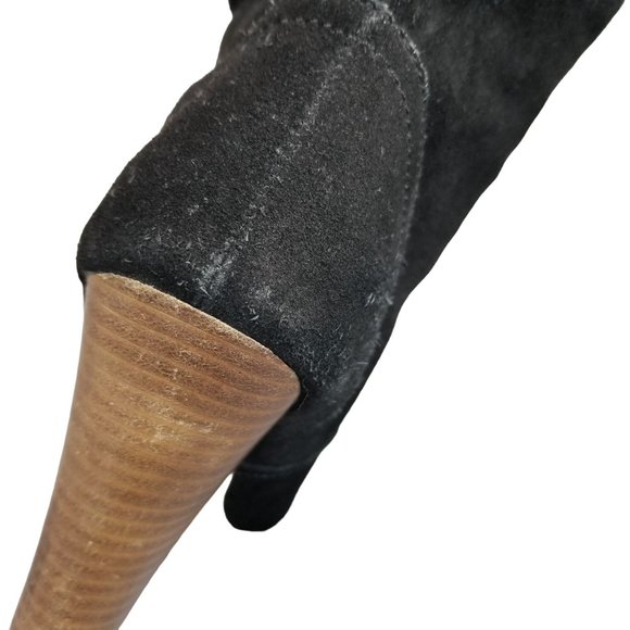 Black Suede Colin Stuart block heel tall boots size 7 - Picture 10 of 13